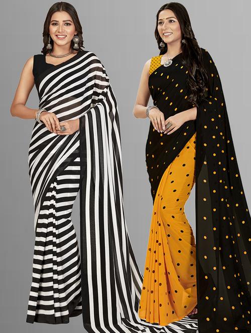 women pack of 2 casual wear combo sarees with blouse - 21414479 - Very Small Image - 1