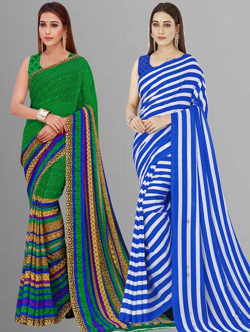 women pack of 2 casual wear combo sarees with blouse - 21414507 - Very Small Image - 1