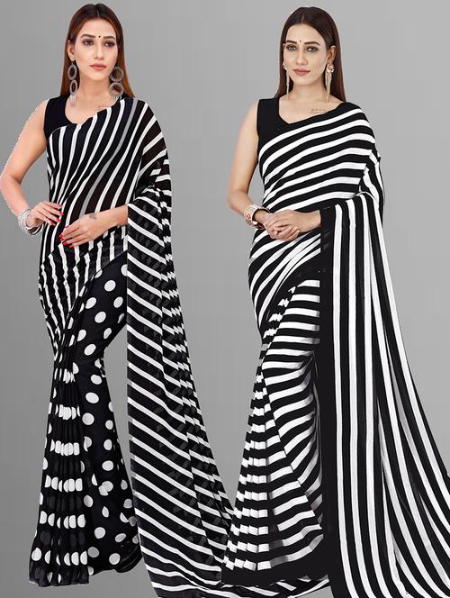 women pack of 2 casual wear combo sarees with blouse - 21414520 - Very Small Image - 1