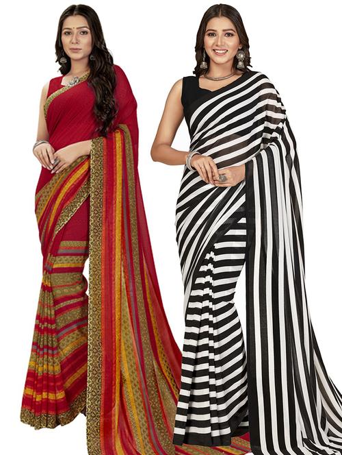 women pack of 2 casual wear combo sarees with blouse - 21414563 - Very Small Image - 1