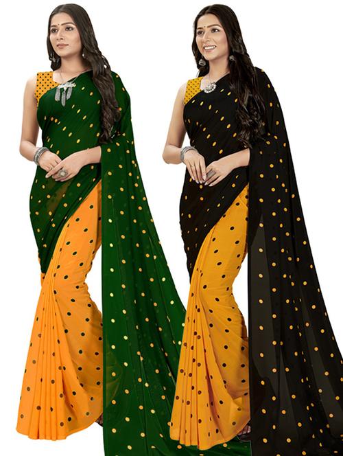 women pack of 2 casual wear combo sarees with blouse - 21414575 - Very Small Image - 1