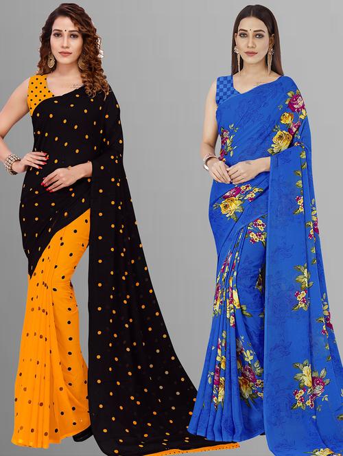 women pack of 2 casual wear combo sarees with blouse - 21414636 - Very Small Image - 1