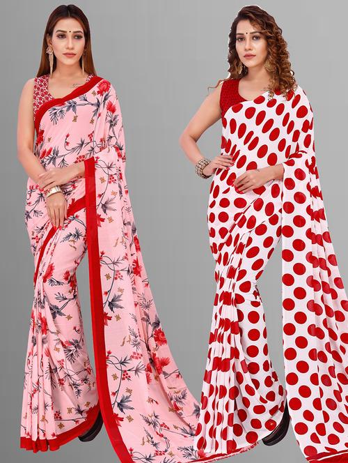 women pack of 2 casual wear combo sarees with blouse - 21414643 - Very Small Image - 1