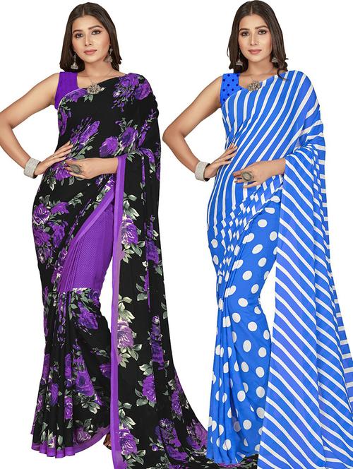multi colored georgette ready to wear saree with blouse - 21414718 - Very Small Image - 1