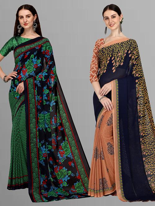 multi colored georgette ready to wear saree with blouse - 21414727 - Very Small Image - 1