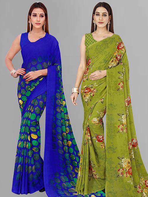 multi colored georgette ready to wear saree with blouse - 21414728 - Very Small Image - 1