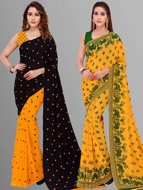 women pack of 2 casual wear combo sarees with blouse - 21414778 - Very Small Image - 1