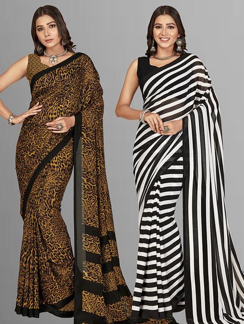 women pack of 2 casual wear combo sarees with blouse - 21414779 - Very Small Image - 1
