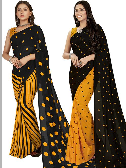 women pack of 2 casual wear combo sarees with blouse - 21414781 - Very Small Image - 1