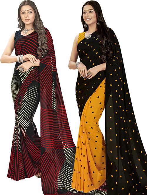 women pack of 2 casual wear combo sarees with blouse - 21414897 - Very Small Image - 1