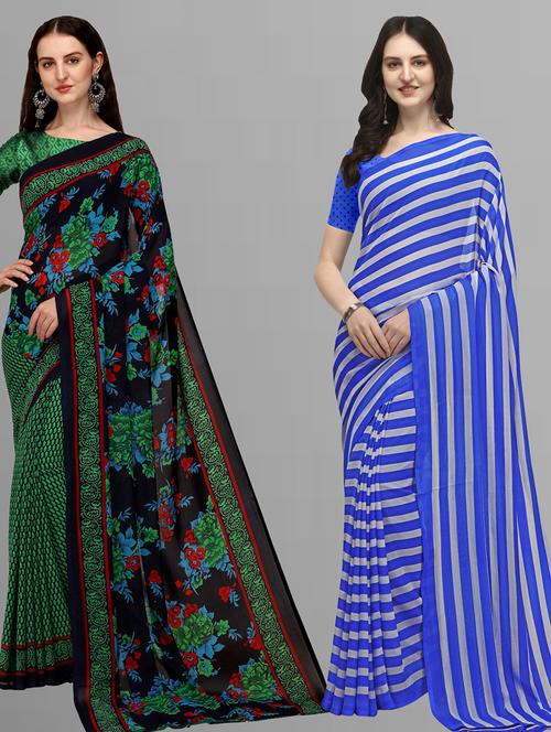 pack of 2 women printed saree with blouse - 21414963 - Very Small Image - 1