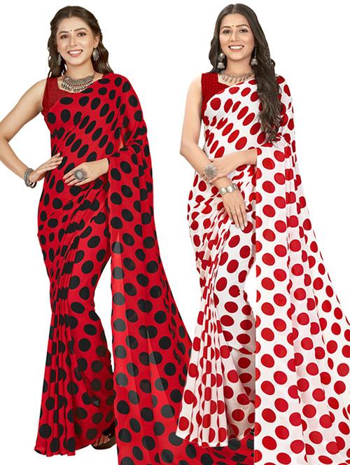 pack of 2 multi colored combo saree with blouse - 21415120 - Very Small Image - 1