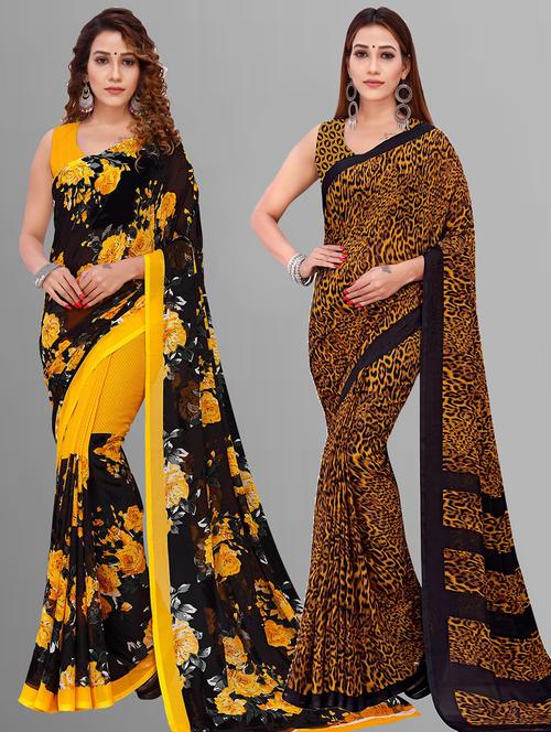 pack of 2  printed casual wear saree with blouse - 21415222 - Very Small Image - 1