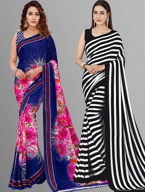 pack of 2  printed casual wear saree with blouse - 21415286 - Very Small Image - 1
