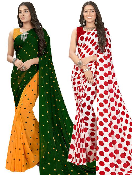 pack of 2 casual wear combo sarees with blouse - 21415339 - Very Small Image - 1