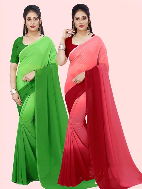 pack of 2 casual wear sarees with blouse - 21415351 - Very Small Image - 1