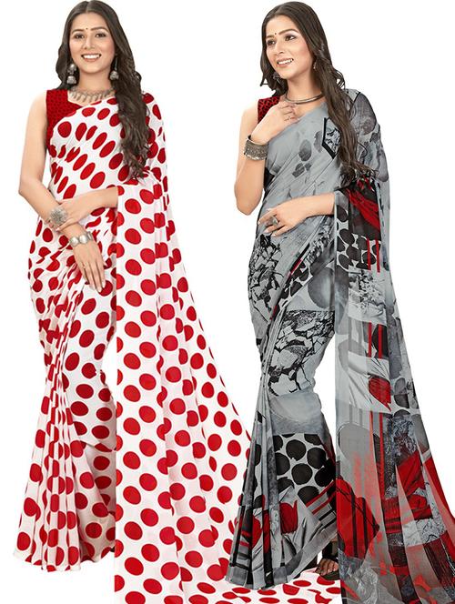 pack of 2 casual wear combo sarees with blouse - 21415413 - Very Small Image - 1