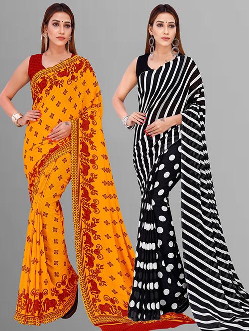 women pack of 2 casual wear sarees with blouse - 21415435 - Very Small Image - 1