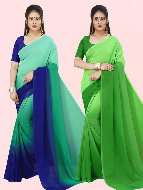 pack of 2 casual wear combo sarees with blouse - 21415442 - Very Small Image - 1