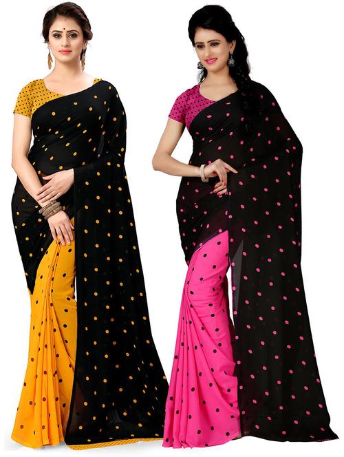 women pack of 2 casual wear sarees with blouse - 21415462 - Very Small Image - 1