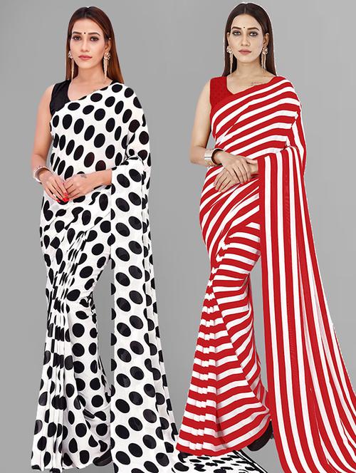 pack of 2 casual wear combo sarees with blouse - 21415493 - Very Small Image - 1