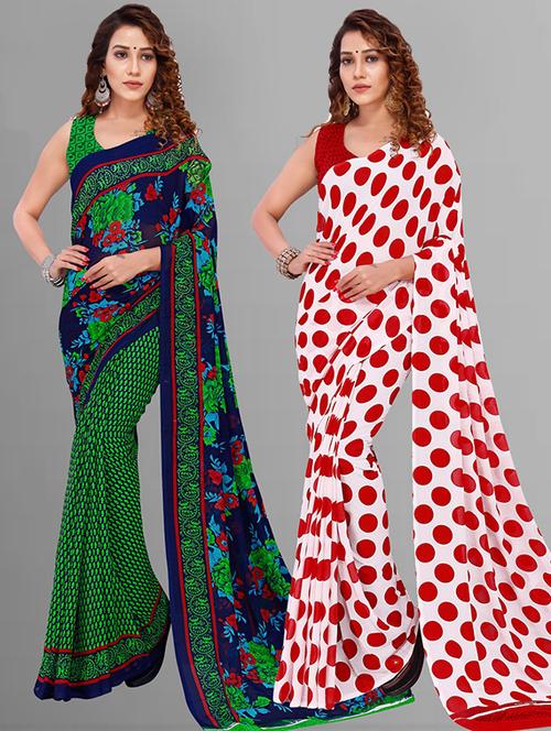 women pack of 2 casual wear sarees with blouse - 21415557 - Very Small Image - 1