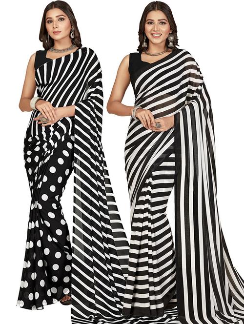 pack of 2 women printed sarees with blouse - 21415654 - Very Small Image - 1