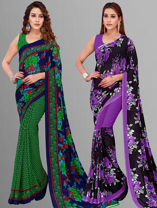 multi colored georgette ready to wear saree with blouse - 21415668 - Very Small Image - 1