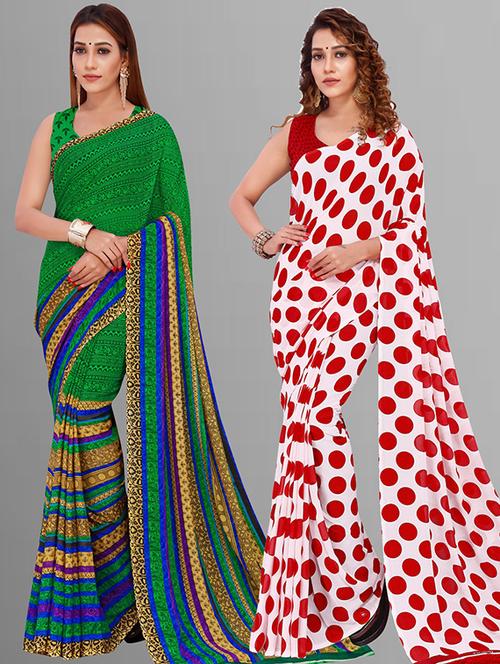 women pack of 2 casual wear sarees with blouse - 21415669 - Very Small Image - 1