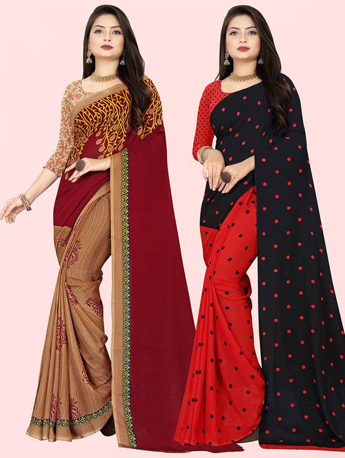 pack of 2 casual wear combo sarees with blouse - 21415677 - Very Small Image - 1