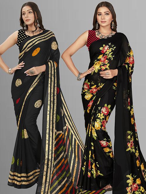 women pack of 2 casual wear sarees with blouse - 21415682 - Very Small Image - 1