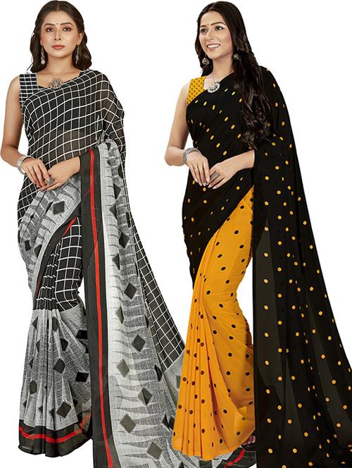women pack of 2 casual wear sarees with blouse - 21415713 - Very Small Image - 1