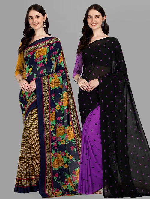 women pack of 2 casual wear sarees with blouse - 21415851 - Very Small Image - 1