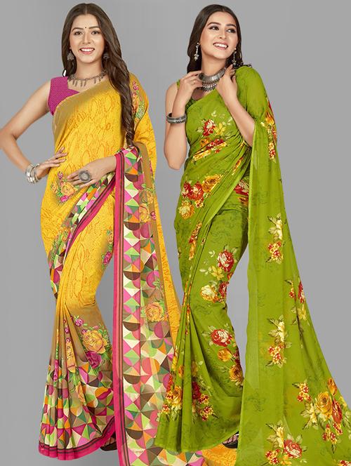 women pack of 2 casual wear sarees with blouse - 21415876 - Very Small Image - 1