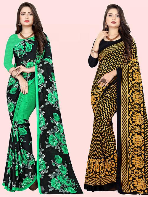 women pack of 2 casual wear sarees with blouse - 21415944 - Very Small Image - 1