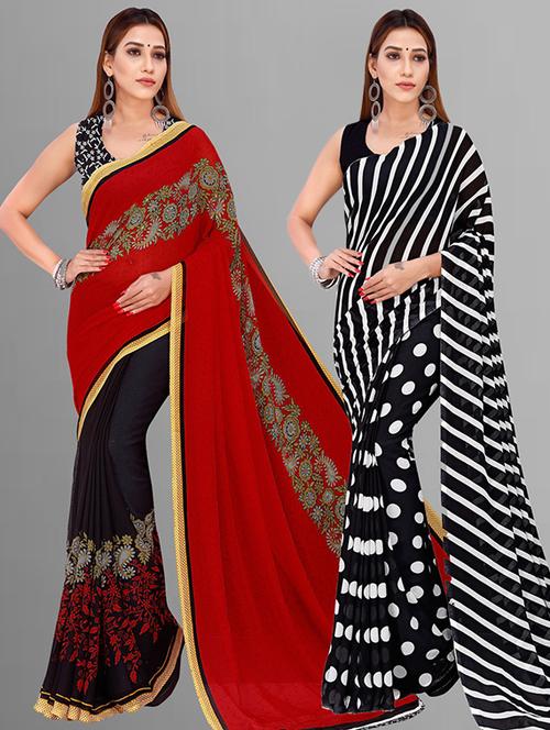 pack of 2 casual wear combo sarees with blouse - 21415963 - Very Small Image - 1