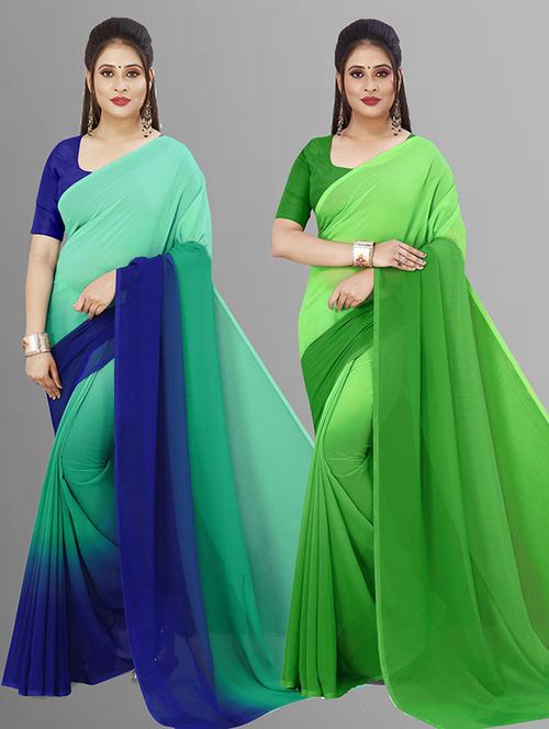 women pack of 2 casual wear sarees with blouse - 21415976 - Very Small Image - 1