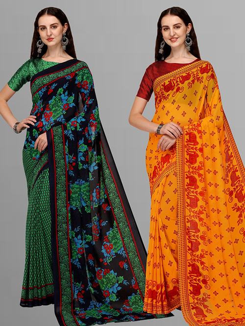 pack of 2 casual wear combo sarees with blouse - 21416016 - Very Small Image - 1