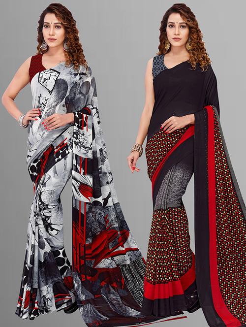 pack of 2 casual wear combo sarees with blouse - 21416029 - Very Small Image - 1