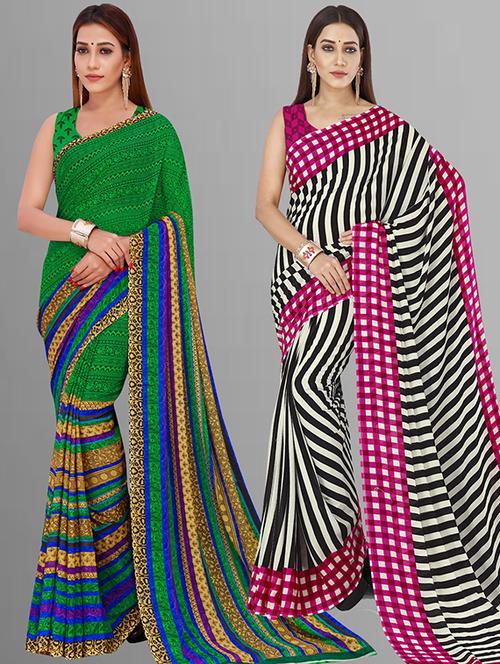 women pack of 2 printed casual sarees with blouse - 21416045 - Very Small Image - 1