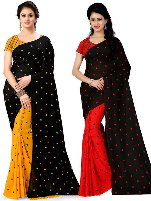 pack of 2 printed sarees with blouse - 21416064 - Very Small Image - 1