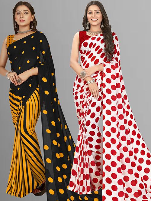 women pack of 2 casual wear sarees with blouse - 21416065 - Very Small Image - 1