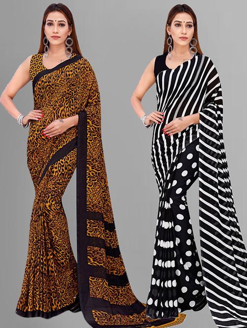 women pack of 2 casual wear sarees with blouse - 21416083 - Very Small Image - 1