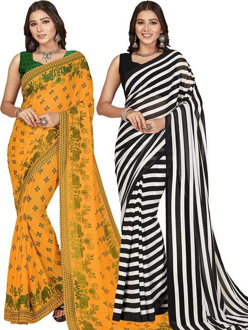 women pack of 2 casual wear sarees with blouse - 21416091 - Very Small Image - 1