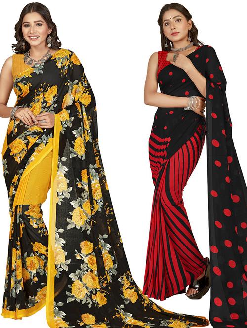 women pack of 2 casual wear sarees with blouse - 21416161 - Very Small Image - 1