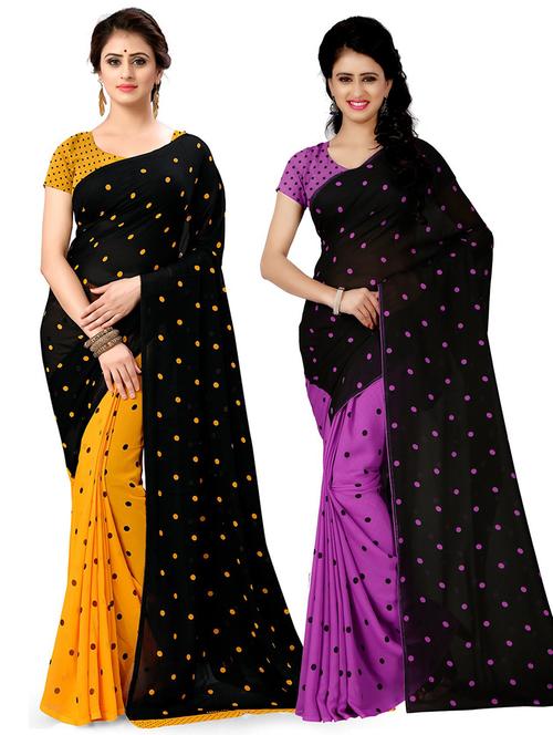 pack of 2 printed sarees with blouse - 21416174 - Very Small Image - 1