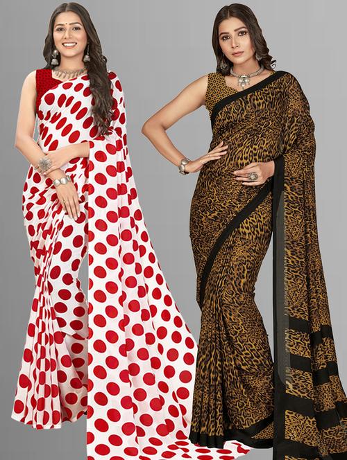 pack of 2 casual wear combo sarees with blouse - 21416176 - Very Small Image - 1