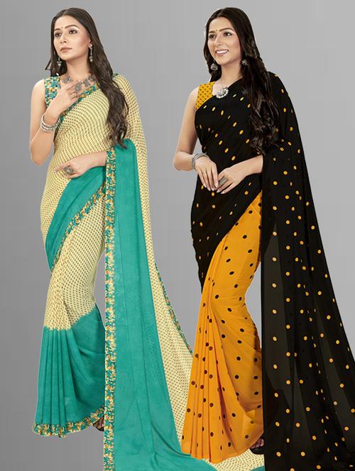 women pack of 2 casual wear sarees with blouse - 21416305 - Very Small Image - 1