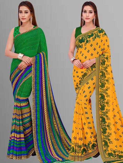 pack of 2 casual wear combo sarees with blouse - 21416319 - Very Small Image - 1