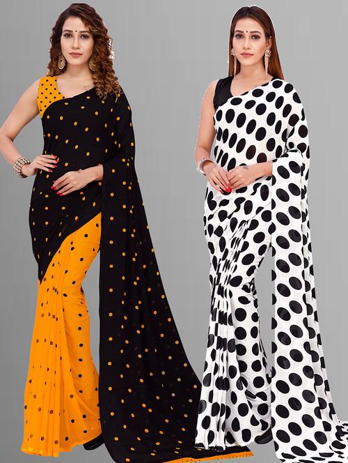 women pack of 2 printed casual sarees with blouse - 21416352 - Very Small Image - 1